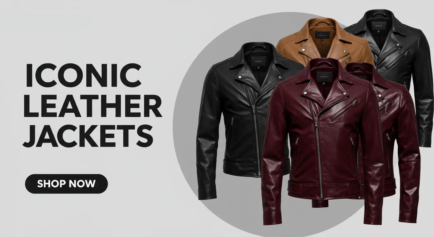 Iconic Leather jackets website desktop banner